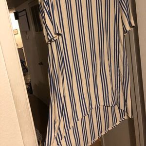 LulaRoe Off White/Cream with Blue Stripes Irma